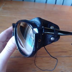 Vintage Steampunk Sunglasses with Leather Side Shields